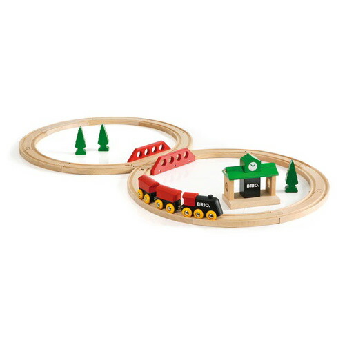 BRIO ブリオ レールウェイセット クラシックレール8の字セット〜BRIOの大人気玩具・木製レールセットシリーズ！対象年齢が2歳からのクラシックシリーズ。シンプルな8の字セットです。22ピース。(33028)