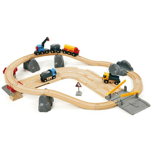 BRIO ブリオ レールウェイセット レール＆ロード採石セット〜BRIOの大人気玩具・木製レールセットシリーズ！ロードパーツ（道路）も付属したレール＆ロードシリーズの採石セット。32ピース。(33210)