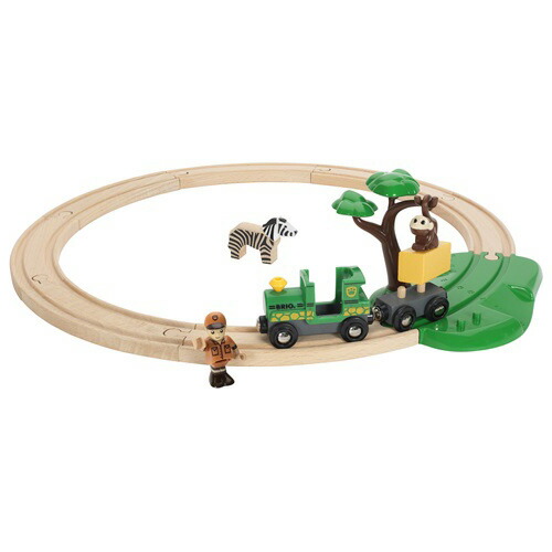 BRIO ブリオ レールウェイセット サファリサークルセット〜BRIOの大人気玩具・木製レールセットシリーズ！列車と動物がテーマのサファリレールでサバンナを冒険しよう！17ピース。【誕生日プレゼント 1歳半 2歳 3歳 男の子 木のおもちゃ 知育玩具 クリスマス】(33720)