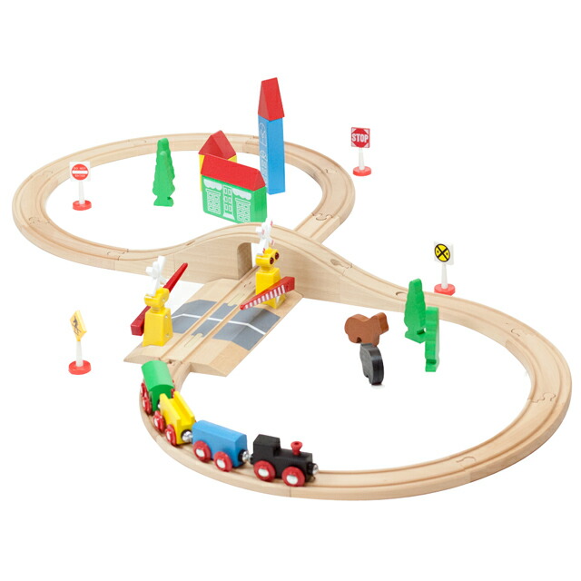 送料無料 【マキシム 木製レールセット 8の字＋音踏切の人気セット】トーマス ブリオ brio プラレール 互換 踏切 機関車 汽車 電車 子供 知育 木 誕生日 プレゼント クリスマス rss202409