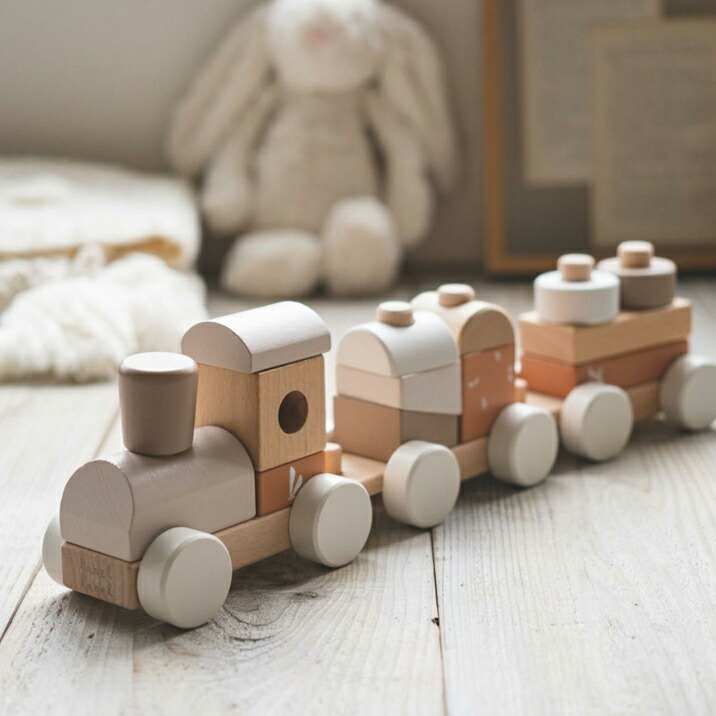 スタッキングトレイン レーベルレーベル 積み木 汽車 木のおもちゃ 積木 木製 知育玩具 機関車 label label