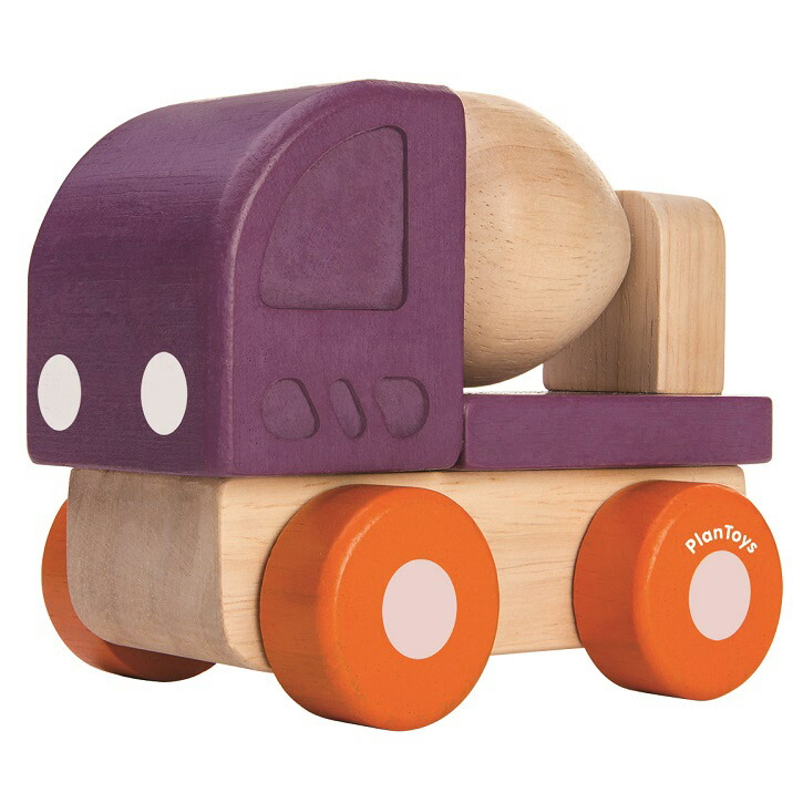 プラントイ 木のおもちゃ ミニコンクリートミキサー 車 木製玩具 乗り物 働く車 パープル 乳幼児 プッシュトイ
