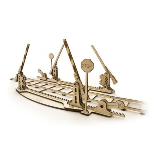 Ugears ユーギアーズ レールと踏み切り 70014 Set of rails with crossing 木のおもちゃ 3D立体 パズル 知育 ウッドパズル 工作キット 踏切 木製 模型 キット