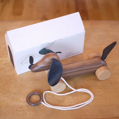 Pull Toy Dachshund・ウォールナット 引っ張って遊ぶ プルトイ 誕生日 1歳 クリスマス プレゼント 木のおもちゃ 車 木のおもちゃ飛鳥工房